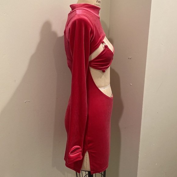 Magenta Rave Bunny Velvet Cut-Out Dress - Picture 6 of 9